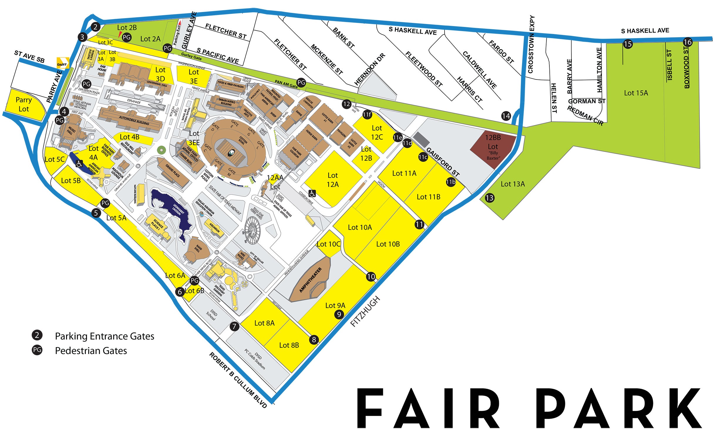 Parking map. Фэйр парк Даллас. Fair Park Plan.