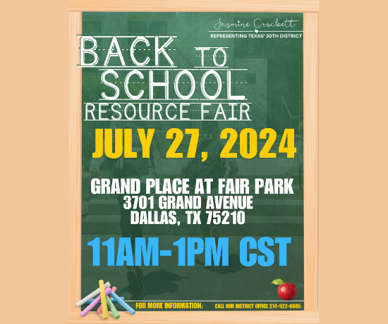 More Info for Congresswoman Crockett's Back to School Resource Fair